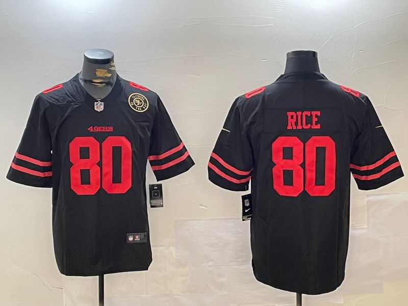 Men San Francisco 49ers #80 Rice Black Second generations 2024 Nike Limited NFL Jersey style 2